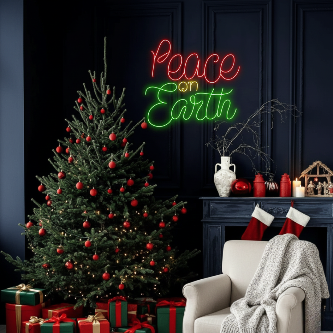 Peace on Earth Merry Christmas Neon Sign
