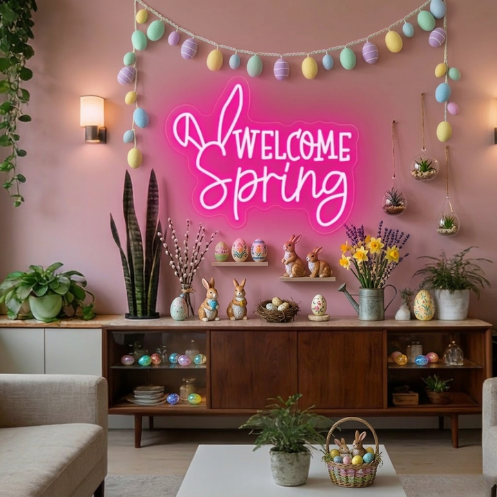 Welcome Spring Easter Neon Sign