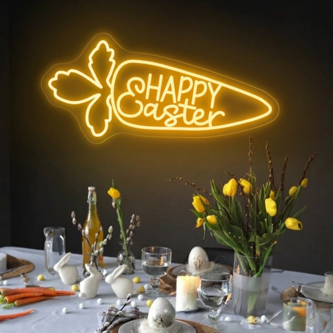Easter Rabbit Carrot LED  Neon Sign