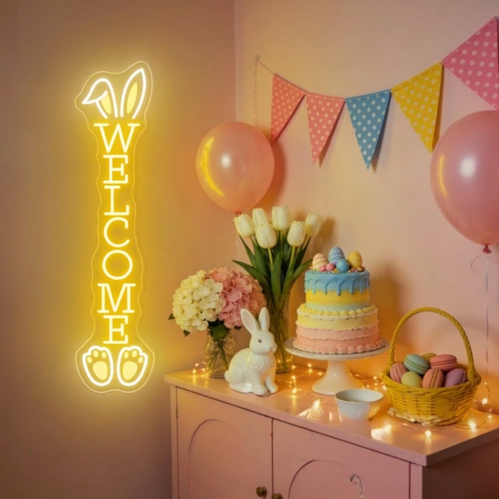 Bunny Welcome Easter neon sign