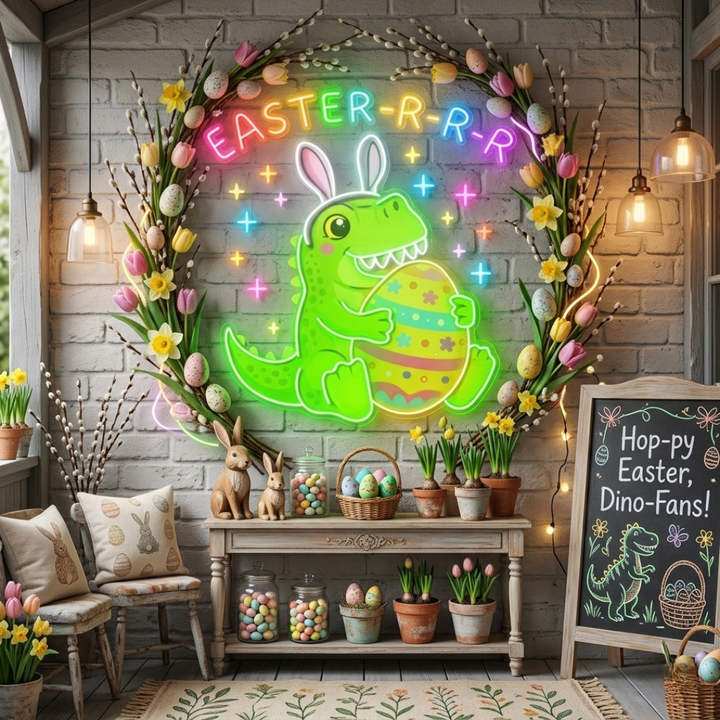 Dinosaur Easter Neon Sign