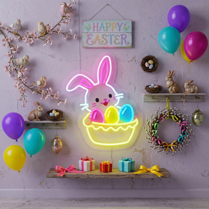Easter Egg Basket Neon Sign