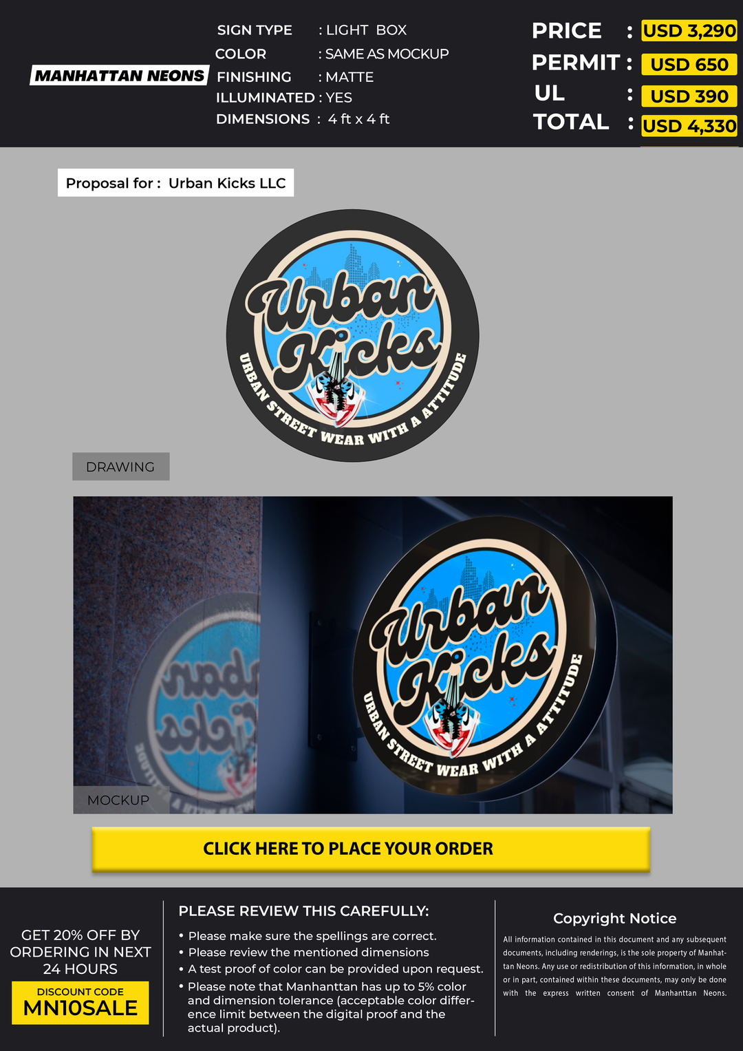 Lightbox Sign for Urban Kicks LLC