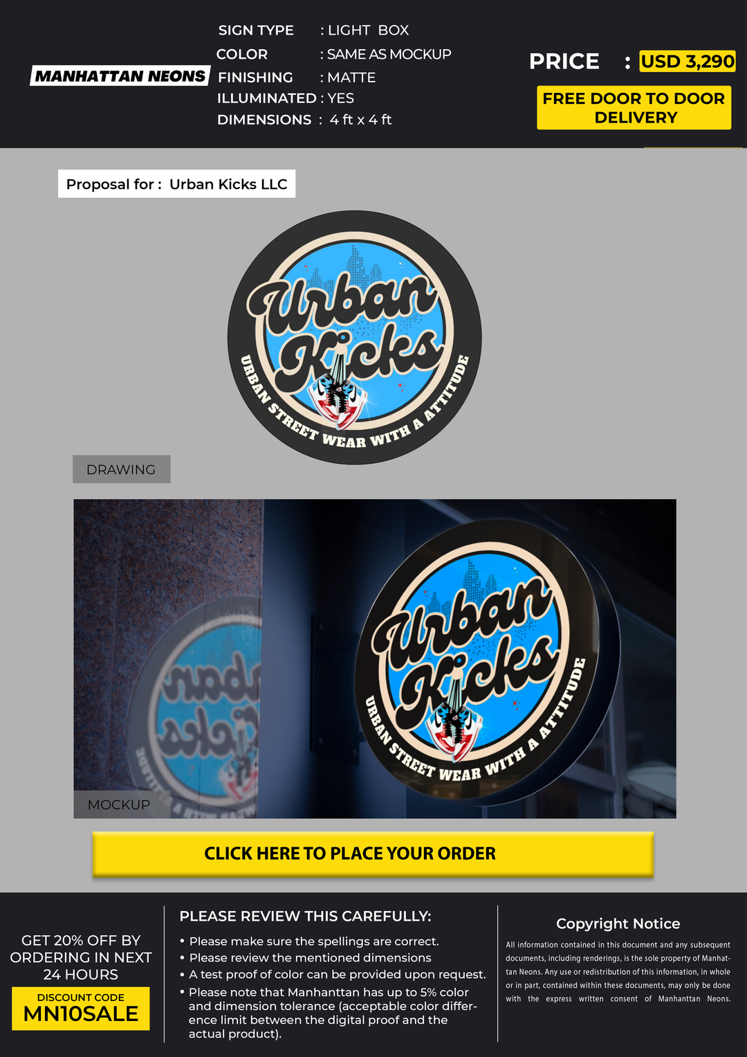 Lightbox Sign for Urban Kicks LLC