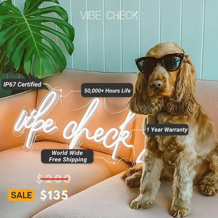 Vibe Check trendy LED neon sign by Neon.Shop 