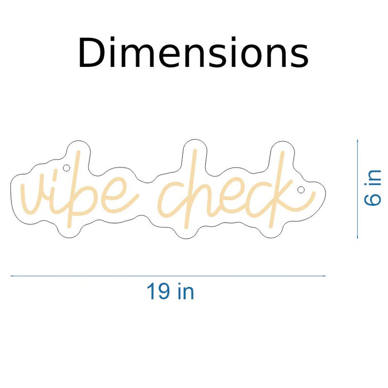 Vibe Check trendy LED neon sign glowing on bedroom wall by Neon.Shop