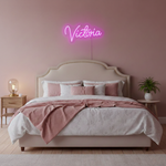 Victoria Name LED Neon Sign personalized wall-mounted name light décor by Neon.Shop for bedrooms, events, and gifts.”