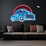 Vintage pickup truck UV art LED neon sign retro wall décor by Neon.Shop