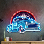 Vintage pickup truck UV art LED neon sign retro wall décor by Neon.Shop