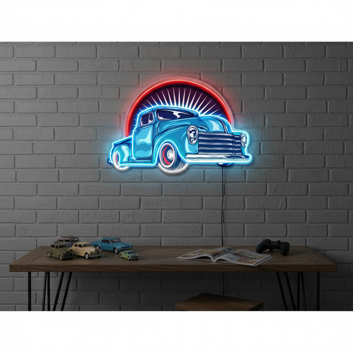 Vintage Pickup Truck UV Art LED Neon Sign
