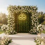 We Do Wedding LED Neon Sign glowing at ceremony by Neon.Shop - Warm White 