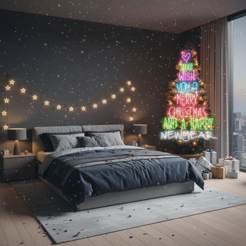 We Wish You a Merry Christmas and Happy New Year LED Neon Sign by Neon.Shop
