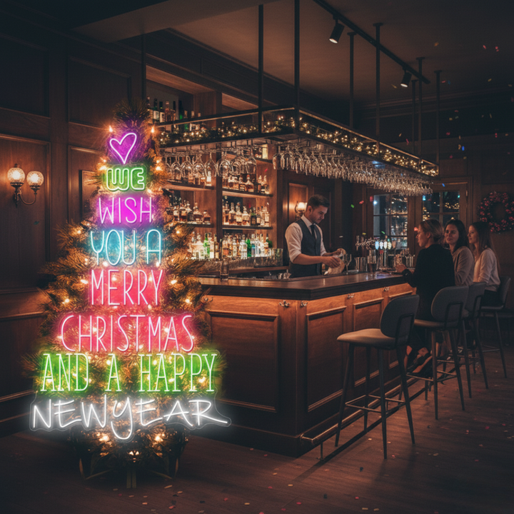 We Wish You a Merry Christmas and Happy New Year Neon sign