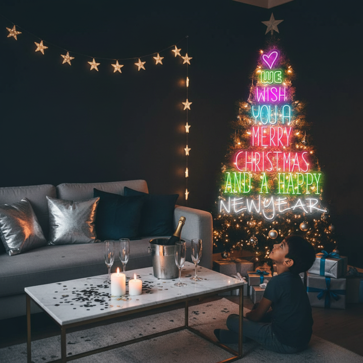 We Wish You a Merry Christmas and Happy New Year Neon sign