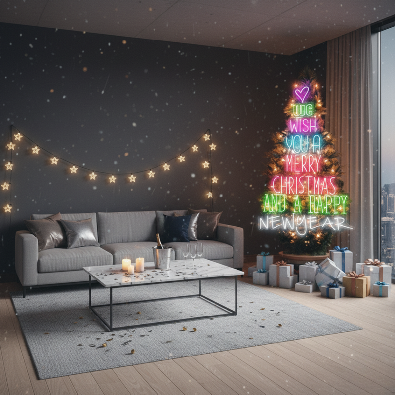 We Wish You a Merry Christmas and Happy New Year LED Neon Sign by Neon.Shop