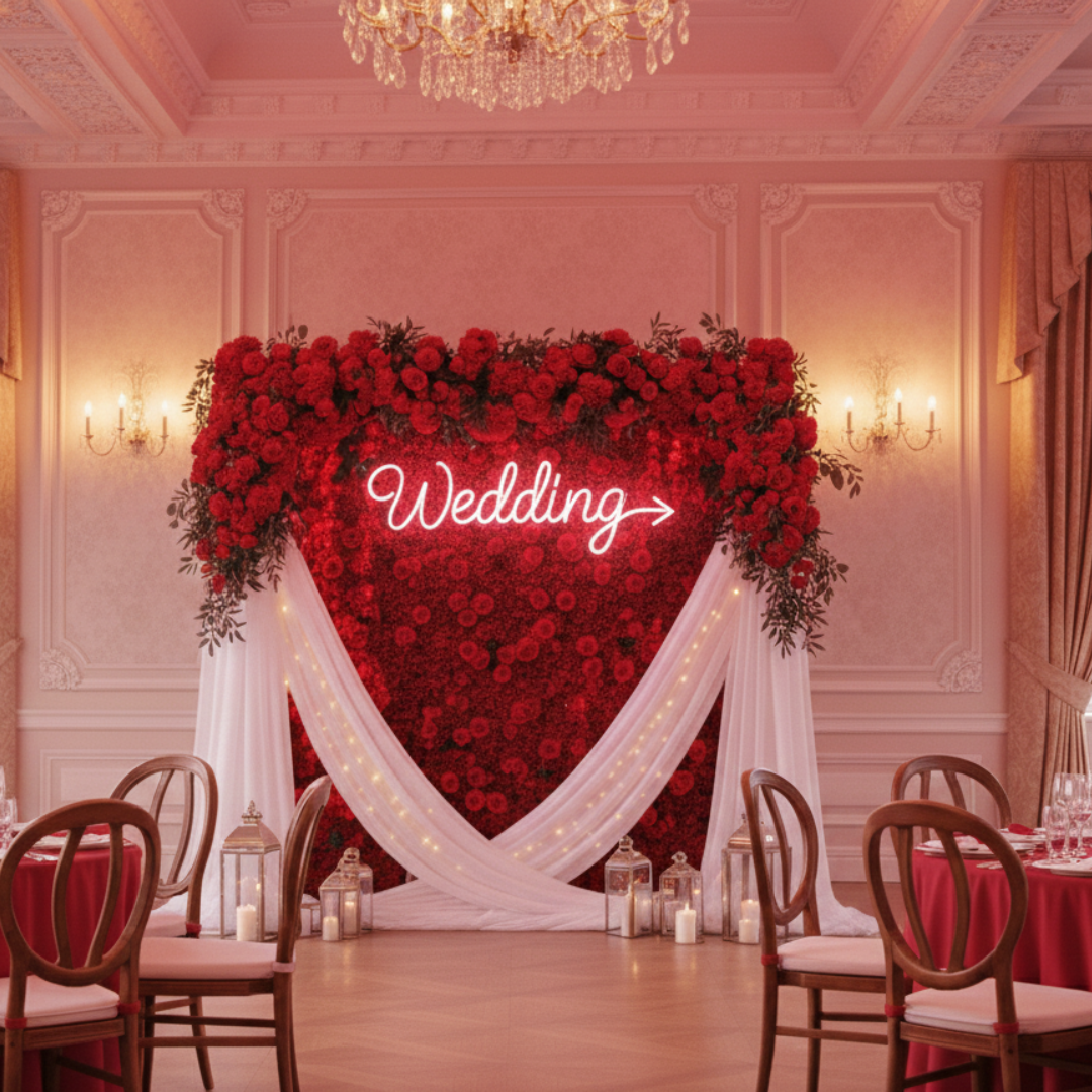 Wedding Neon Sign in bright LED colors for ceremonies, receptions, and photo backdrops by Neon.Shop