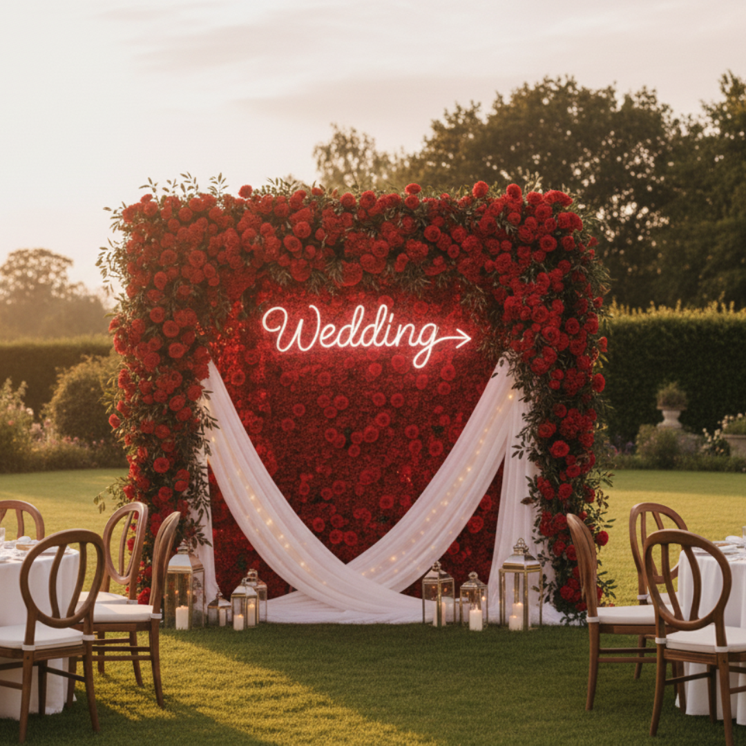 Wedding Neon Sign in bright LED colors for ceremonies, receptions, and photo backdrops by Neon.Shop