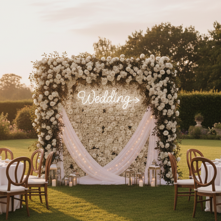 Wedding Neon Sign in bright LED colors for ceremonies, receptions, and photo backdrops by Neon.Shop