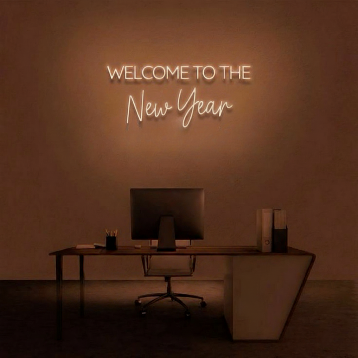 Welcome To the New Year’ message for parties and celebrations by Neon.Shop.