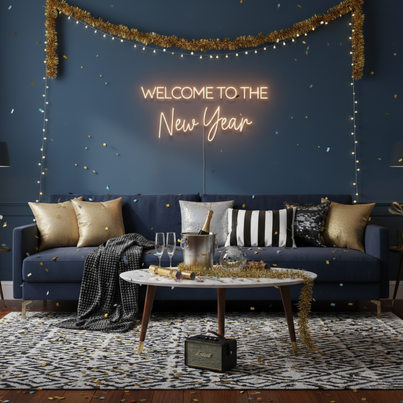 Welcome To the New Year’ message for parties and celebrations by Neon.Shop.