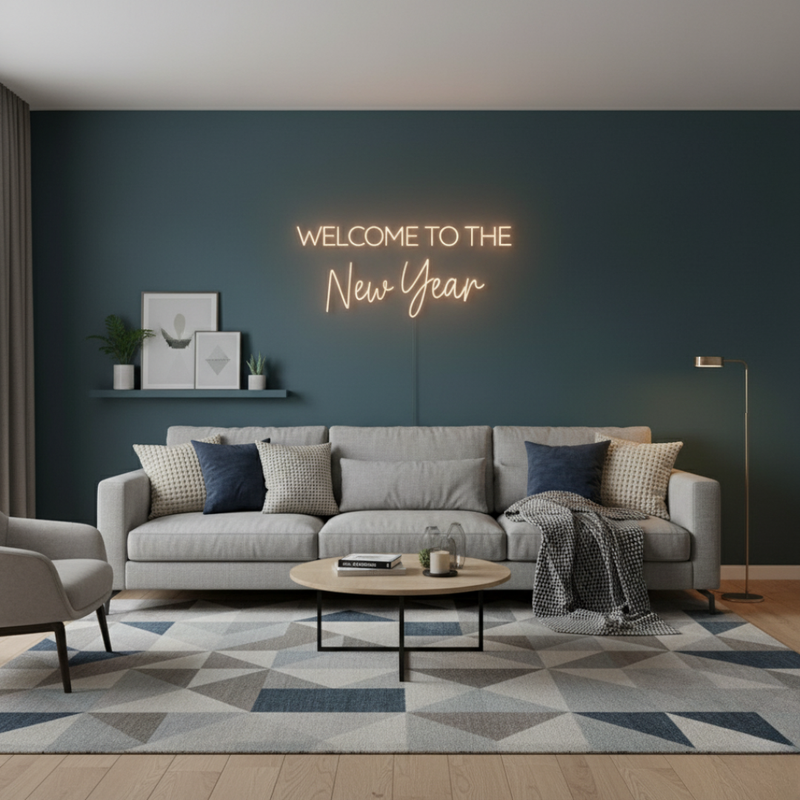 Welcome To the New Year’ message for parties and celebrations by Neon.Shop.
