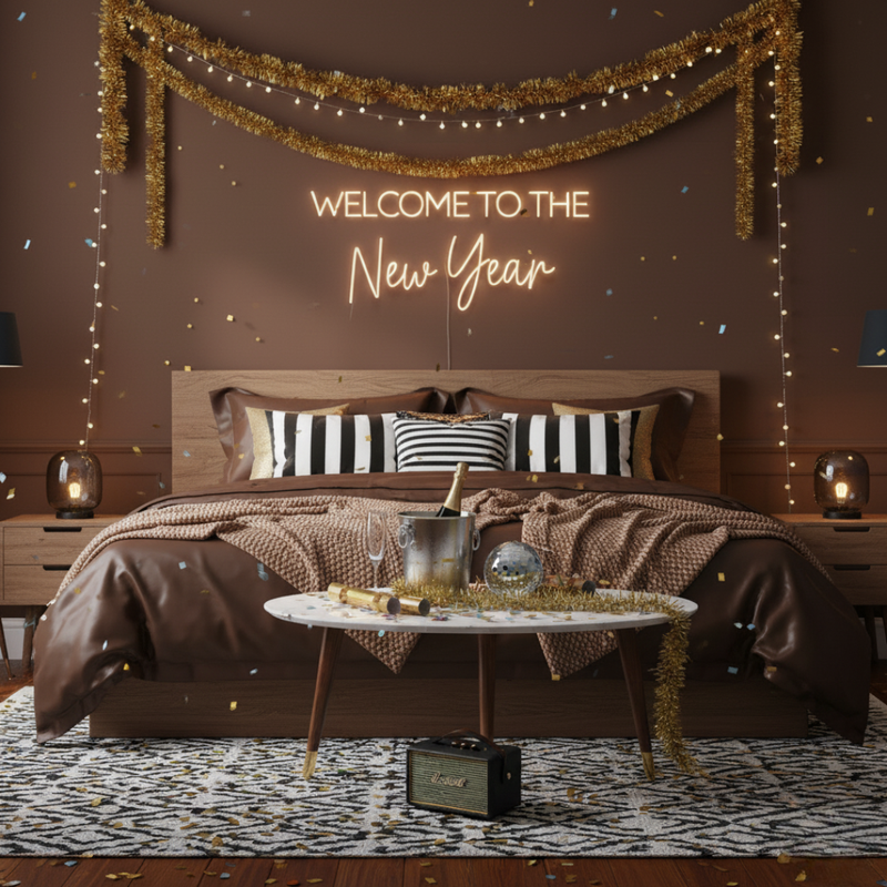 Welcome To the New Year’ message for parties and celebrations by Neon.Shop.