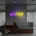 Welcome UV Art LED Neon Sign glowing with UV art style, inviting LED wall décor by Neon.Shop
