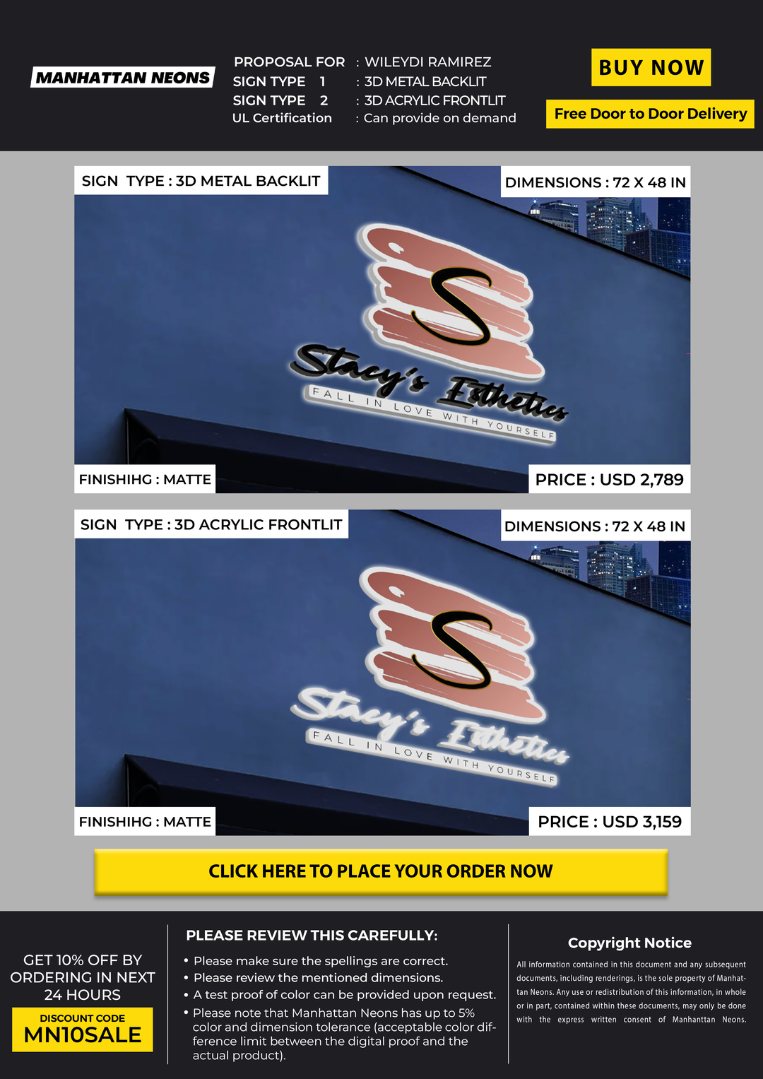 3D Business Signage for Wileydi Ramirez