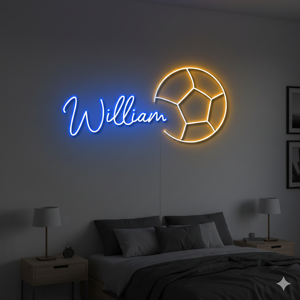 William LED Neon Sign illuminated wall décor by Neon.Shop for bedrooms, offices, and celebrations.