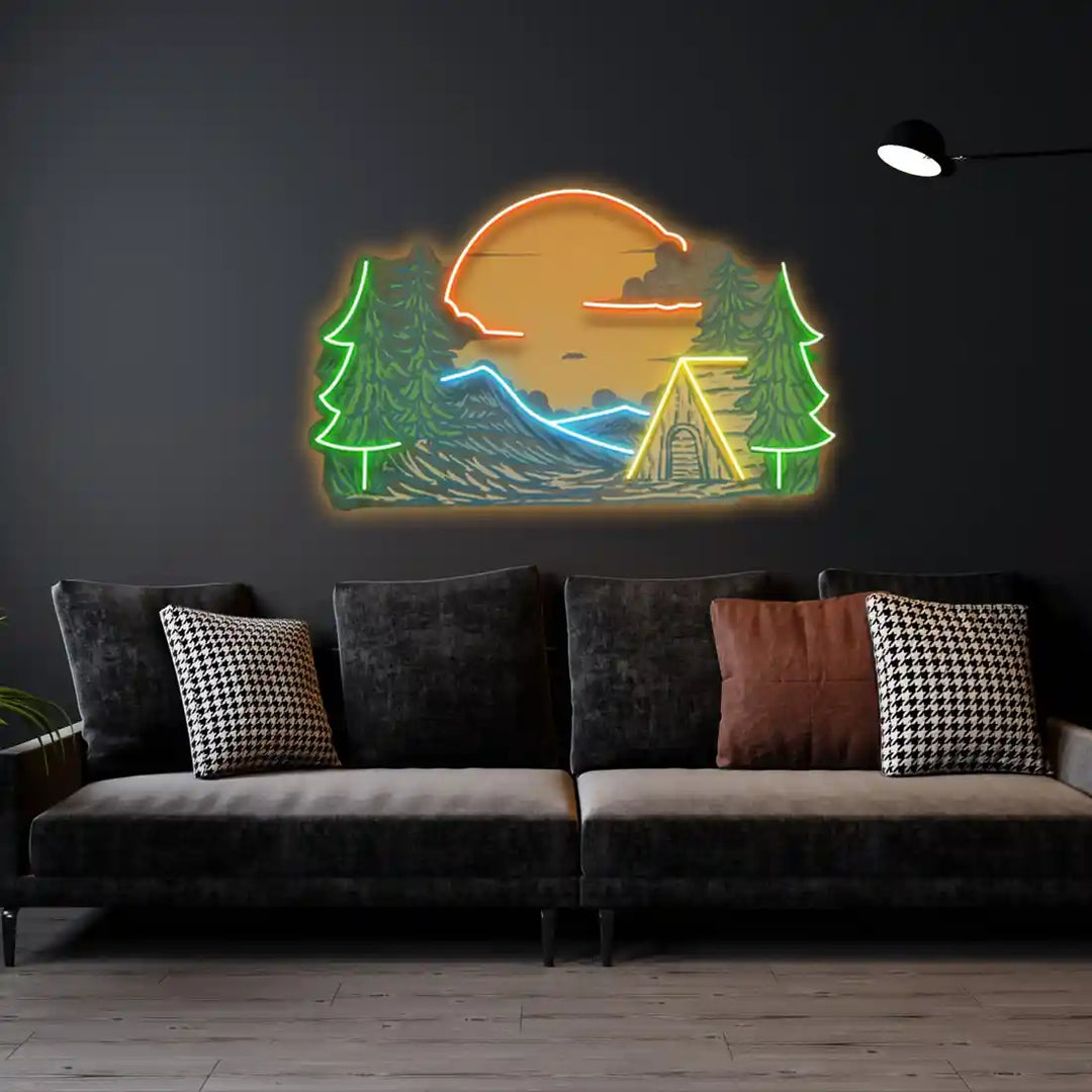 Winter Relaxation UV Art LED Neon Sign in orange, green and blue colour by manhattanneons.com