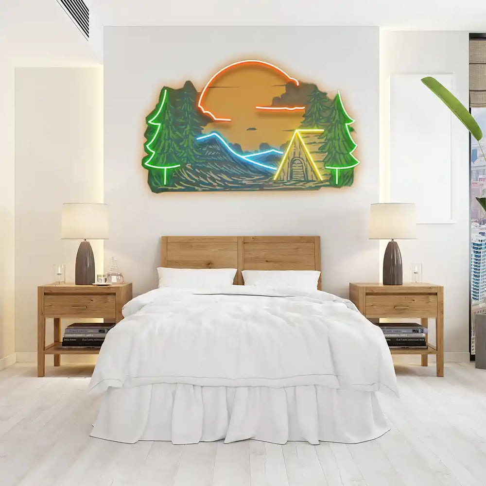 Winter Relaxation UV Art LED Neon Sign in orange, green and blue colour by manhattanneons.com