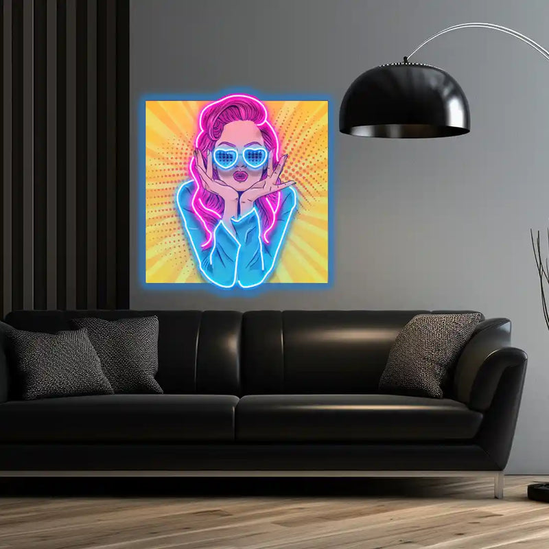 Woman Retro UV Art LED Neon Sign
