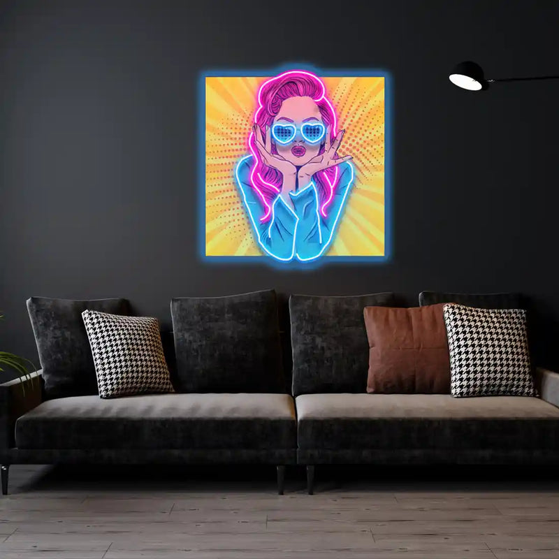 Woman Retro UV Art LED Neon Sign