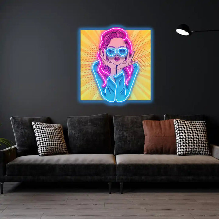 Woman Retro UV Art LED Neon Sign