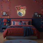 Women In Power UV Art LED neon sign with bold empowering design glowing in vibrant colors by Neon.Shop