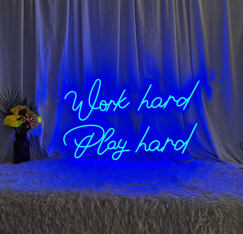 Work Hard Play Hard LED neon wall décor by Neon.Shop