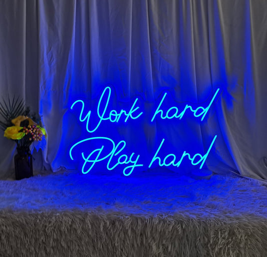 Work Hard Play Hard LED neon wall décor by Neon.Shop