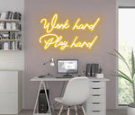 Work Hard Play Hard LED neon wall décor by Neon.Shop