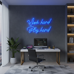 Work Hard Play Hard LED neon wall décor by Neon.Shop