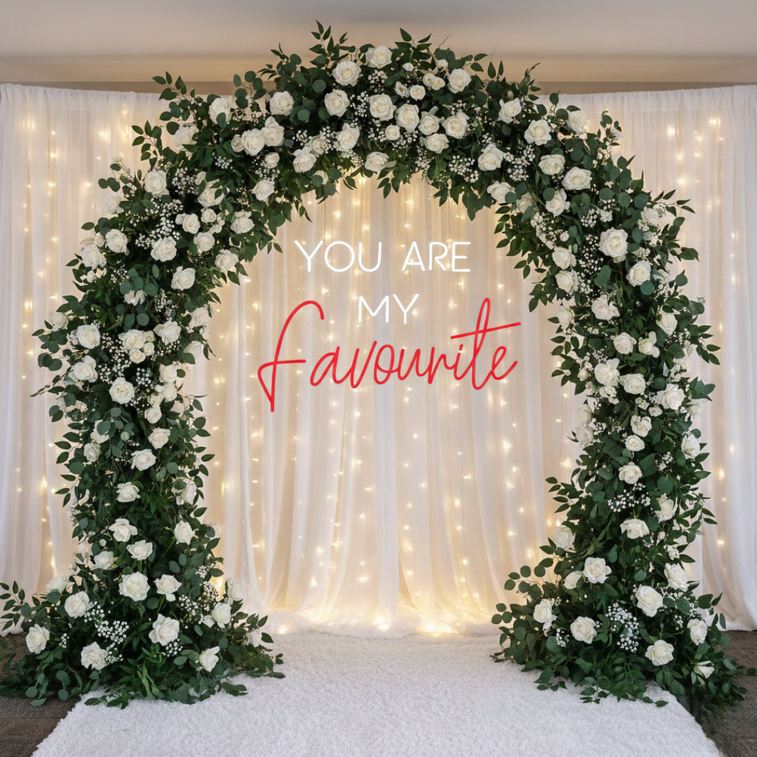 You Are My Favourite Wedding Neon Sign by Neon.Shop - In white and Red Color 