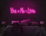 You Me Love Valentine’s Day Neon Sign glowing on wall for romantic décor by Neon.Shop