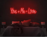 You Me Love Valentine’s Day Neon Sign glowing on wall for romantic décor by Neon.Shop