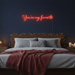You’re My Favorite Valentine’s Day LED neon sign glowing in soft romantic colors, creating a warm and loving décor vibe by Neon.Shop