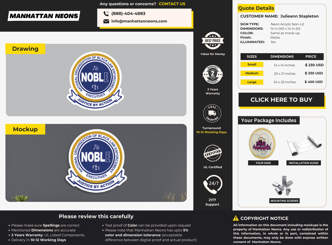 Neon acrylic without lit For Julieann Stapleton