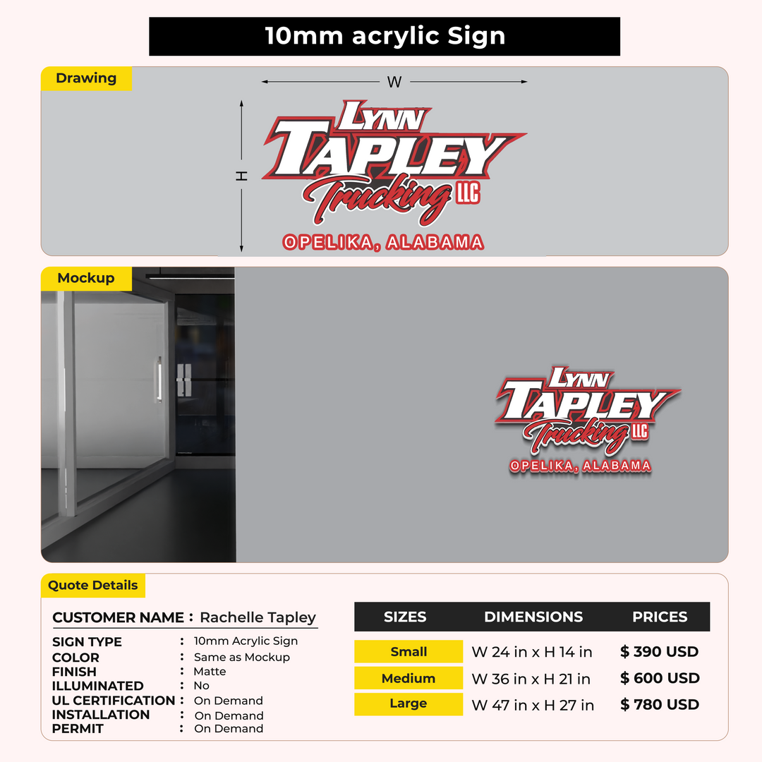 Custom Signs for Rachelle Tapley