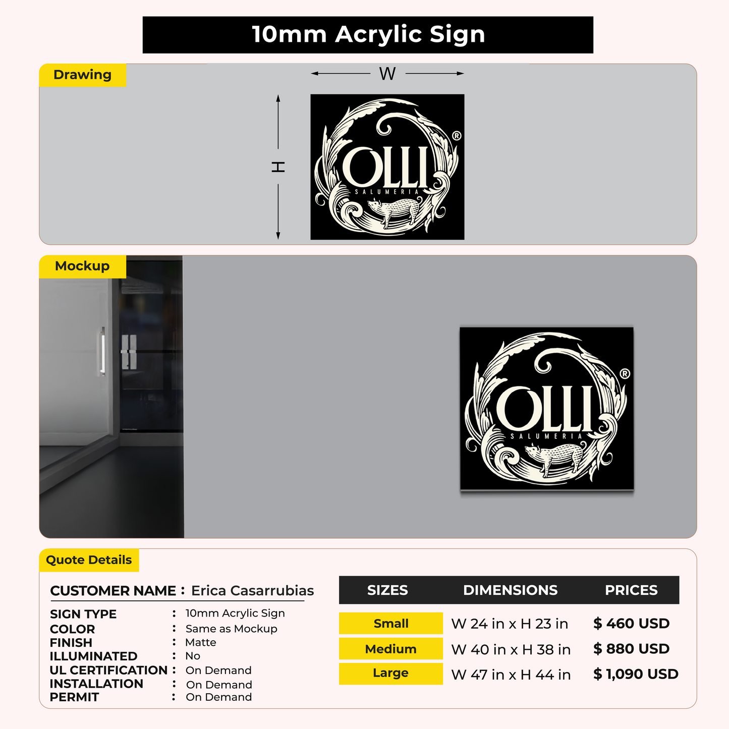 Custom signs for Erica Casarrubias