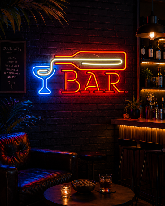 Neon Bar Sign "Cheers & Drinks" Home & Lounge Wall Art