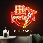 BBQ Grilling UV Art LED Neon Sign in red and yellow colour by manhattanneons.com
