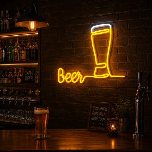 Beer LED Neon Sign Vibrant Bar Wall Decor