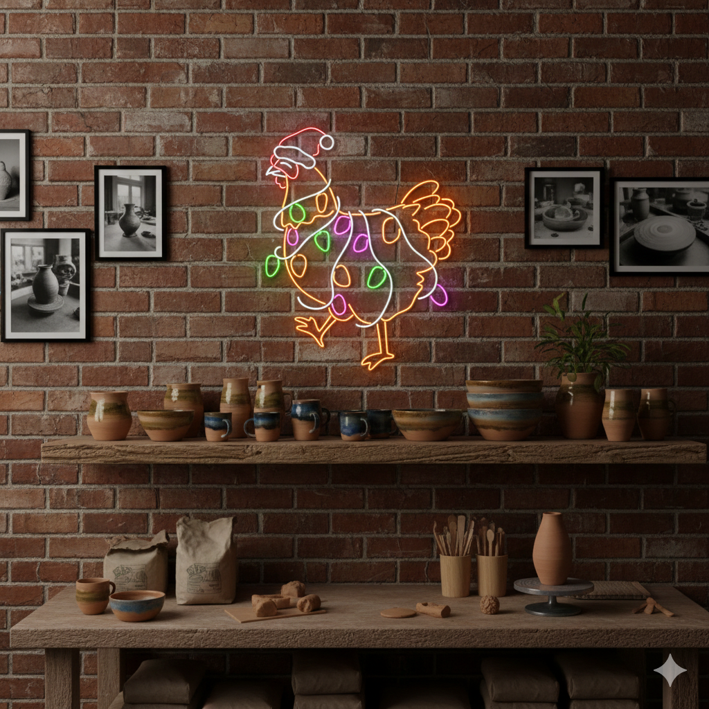 chicken Christmas LED neon sign for holiday décor – Neon.Shop